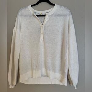 NWT - Boden Linen Ivory Henley Knit Sweater -Size 6.